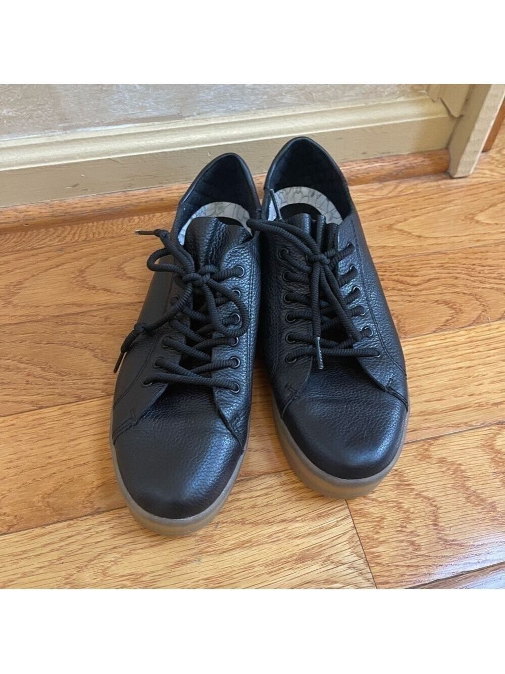 THE LAB BY DR SCHOLL’S LEATHER BLACK SNEAKERS SHOES AMALIE CASUAL Sz 8 US